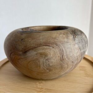 Handcrafted Wooden Dough Bowl - Natural Brown Mid Century Wood Bowl